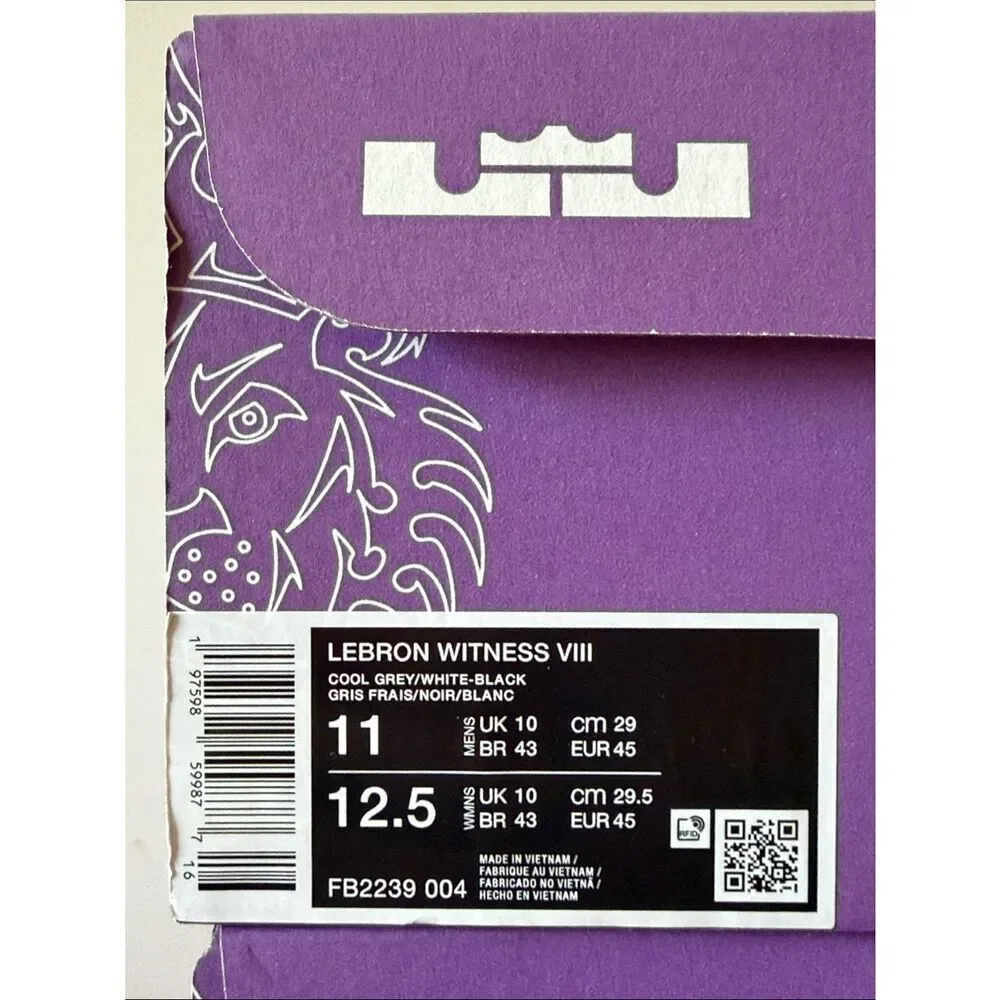 Nike Lebron Witness 8 Cool Grey FB2239-004 Men’s Size 11